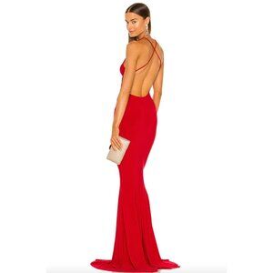 Norma Kamali Velvet Low Back Slip Mermaid Fishtail Gown YELLOW Buttermilk Womens